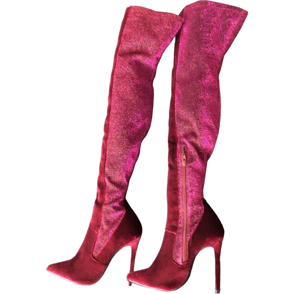 Shoe Republic LA Shimmering Fuchsia Over-the-Knee Boots